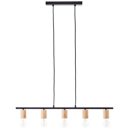Brilliant - Lampadario a sospensione KERRY su cavo 5xE27/40W/230V nero/bambù