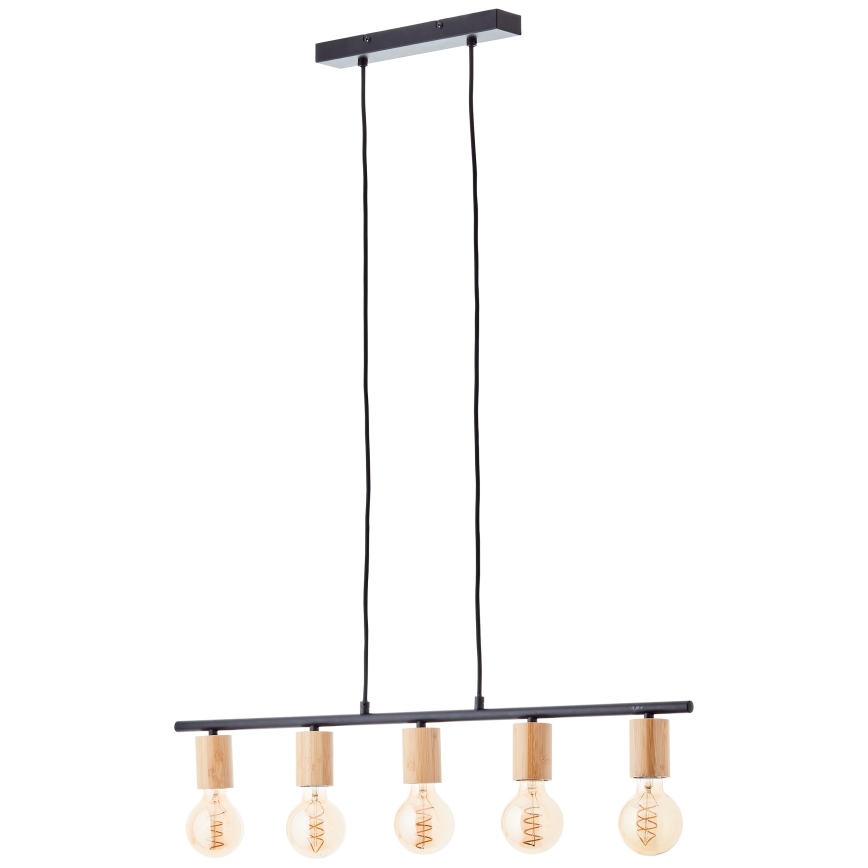 Brilliant - Lampadario a sospensione KERRY su cavo 5xE27/40W/230V nero/bambù