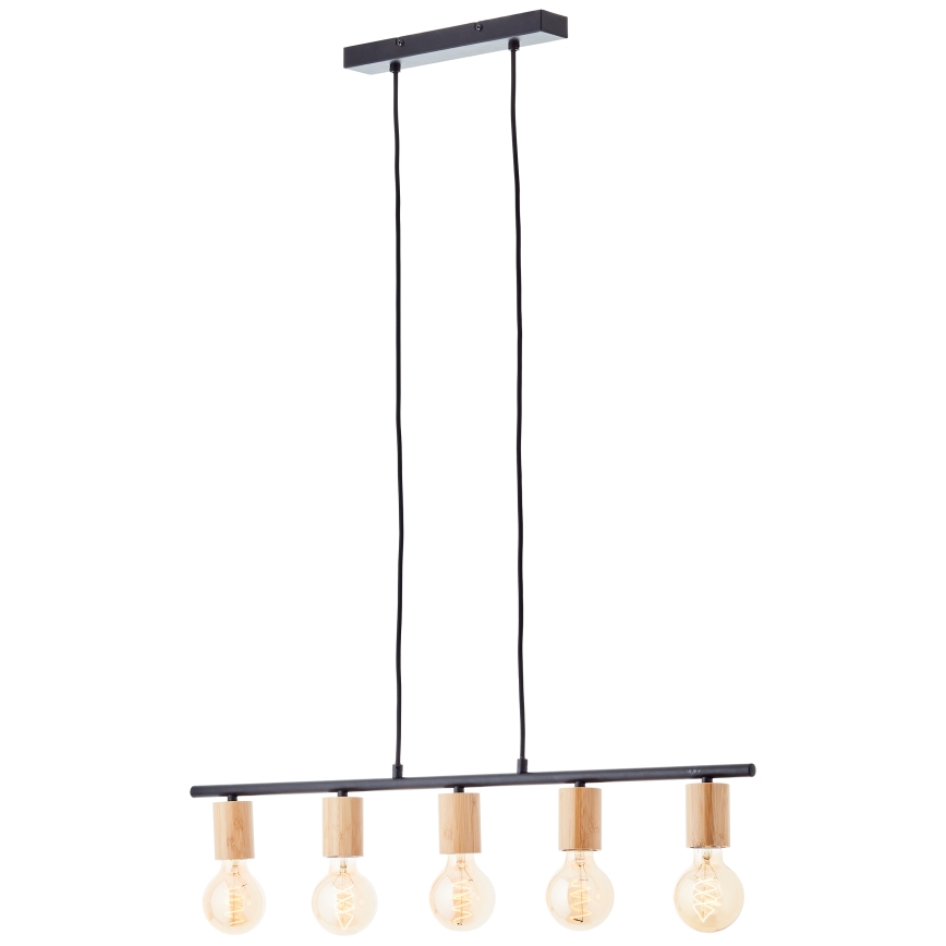 Brilliant - Lampadario a sospensione KERRY su cavo 5xE27/40W/230V nero/bambù
