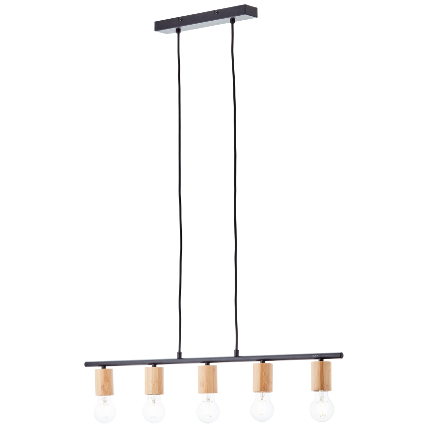 Brilliant - Lampadario a sospensione KERRY su cavo 5xE27/40W/230V nero/bambù