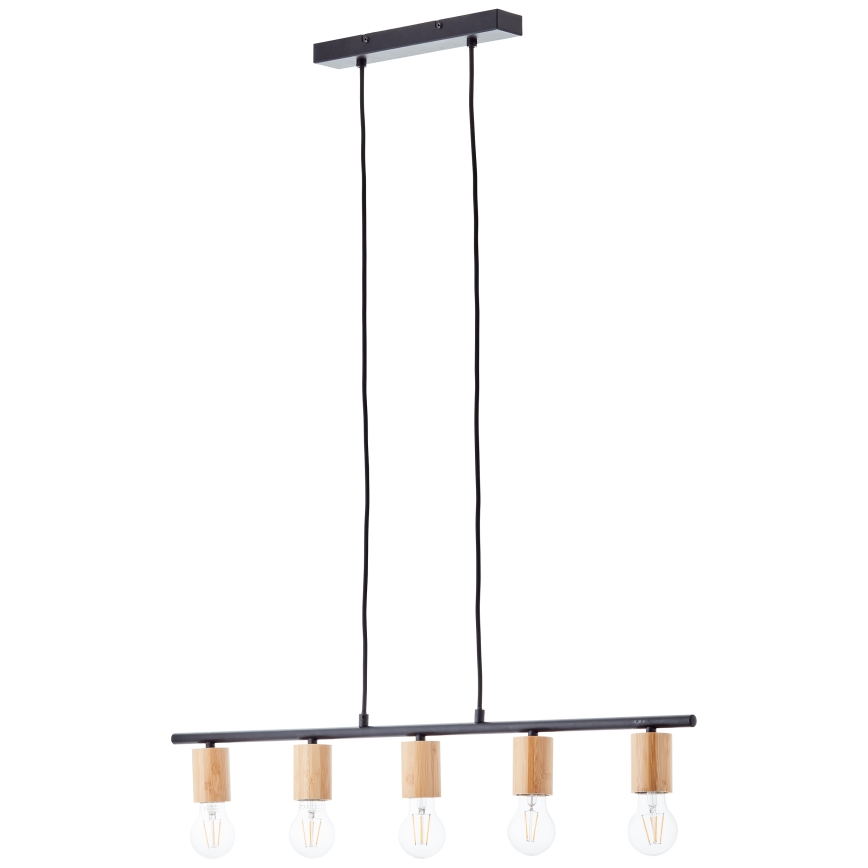 Brilliant - Lampadario a sospensione KERRY su cavo 5xE27/40W/230V nero/bambù