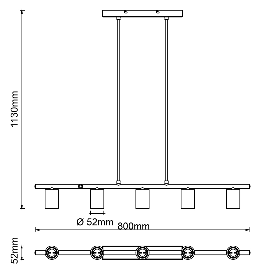 Brilliant - Lampadario a sospensione KERRY su cavo 5xE27/40W/230V nero/bambù