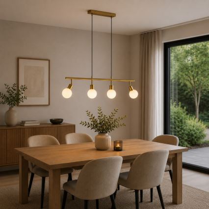 Brilliant - Lampadario a sospensione su cavo JORGE 4xG9/10W/230V ottone