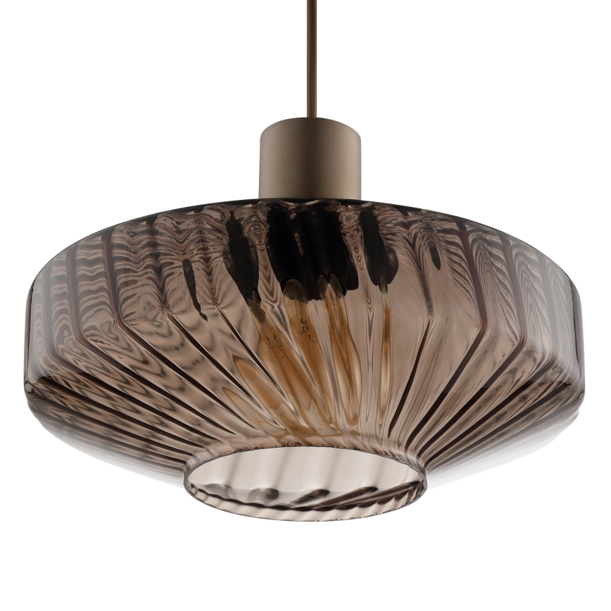 Brilliant - Lampadario a sospensione su cavo LYN 1xE27/20W/230V Ø 28 cm marrone/marrone fumé