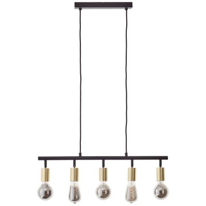 Brilliant - Lampadario a sospensione su cavo TIFFANY 5xE27/28W/230V nero/ottone