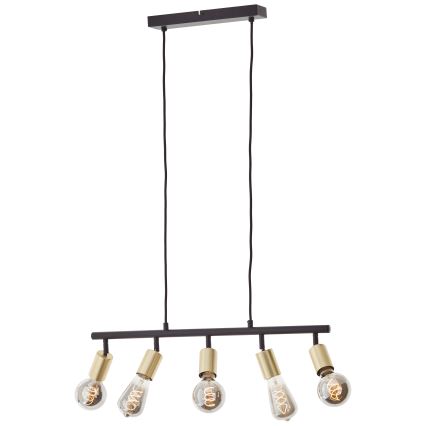 Brilliant - Lampadario a sospensione su cavo TIFFANY 5xE27/28W/230V nero/ottone