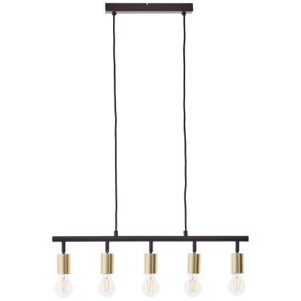 Brilliant - Lampadario a sospensione su cavo TIFFANY 5xE27/28W/230V nero/ottone