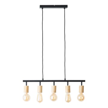 Brilliant - Lampadario sospeso a cavo 5xE27/28W/230V nero/bambù