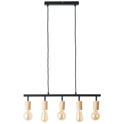Brilliant - Lampadario sospeso a cavo 5xE27/28W/230V nero/bambù