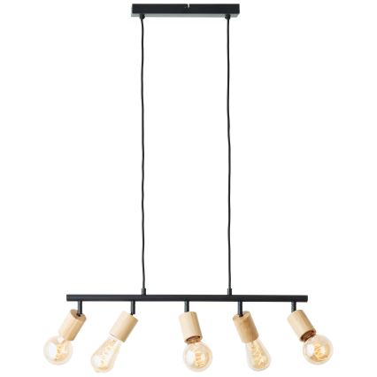Brilliant - Lampadario sospeso a cavo 5xE27/28W/230V nero/bambù
