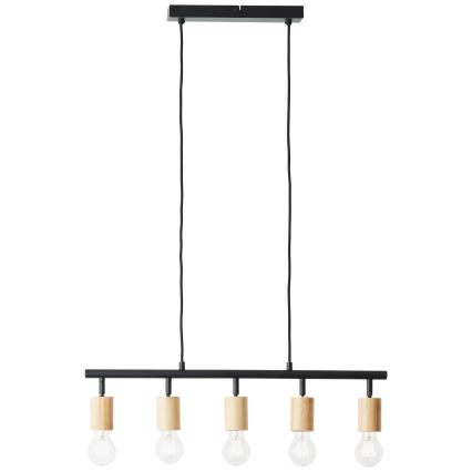 Brilliant - Lampadario sospeso a cavo 5xE27/28W/230V nero/bambù