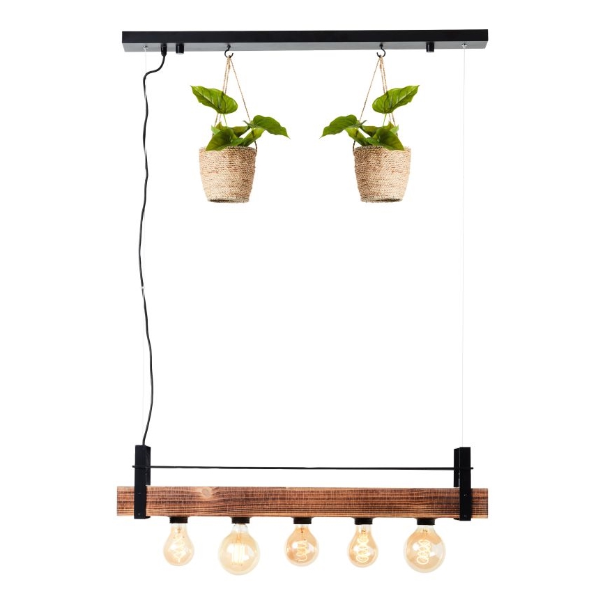 Brilliant - Lampadario sospeso su cavo BANKWOOD 5xE27/28W/230V pioppo