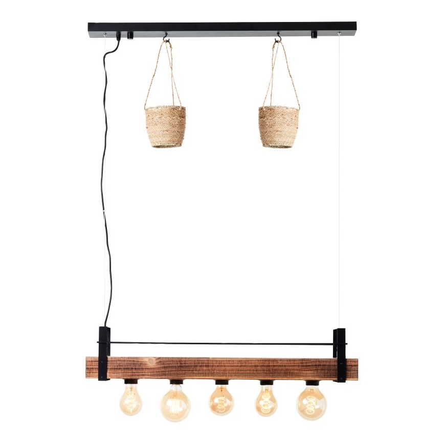 Brilliant - Lampadario sospeso su cavo BANKWOOD 5xE27/28W/230V pioppo