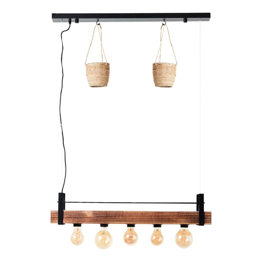 Brilliant - Lampadario sospeso su cavo BANKWOOD 5xE27/28W/230V pioppo