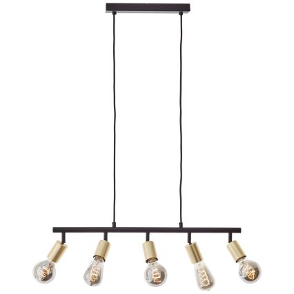 Brilliant - Lampadario su cavo 5xE27/28W/230V nero/ottone