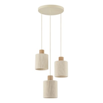 Brilliant - Lampadario su cavo ARLO, 3xE27/20W/230V, diam. 40 cm, color crema