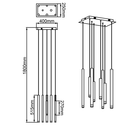 Brilliant - Lampadario LED dimmerabile a cavo CEMBALO LED/32W/230V cromo opaco/nero/marrone