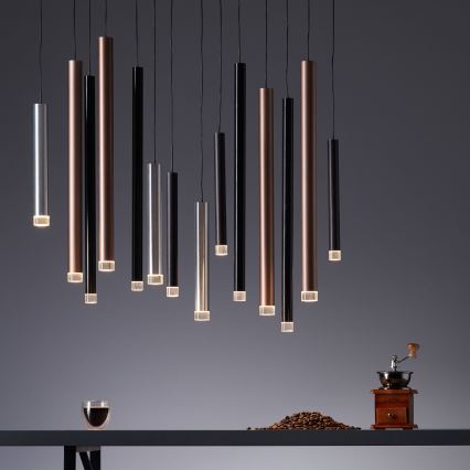 Brilliant - Lampadario dimmerabile a LED su cavo CEMBALO LED/60W/230V cromo satinato/nero/marrone