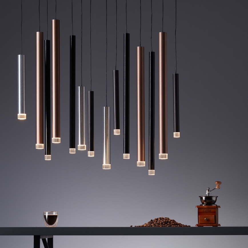 Brilliant - Lampadario dimmerabile a LED su cavo CEMBALO LED/60W/230V cromo satinato/nero/marrone
