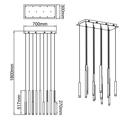 Brilliant - Lampadario dimmerabile a LED su cavo CEMBALO LED/60W/230V cromo satinato/nero/marrone