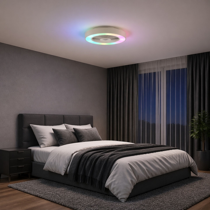Brilliant - LED RGBW Plafoniera dimmerabile con ventilatore CATANIA LED/37W/230V 2700-6500K Ø 48,6 cm beige + telecomando