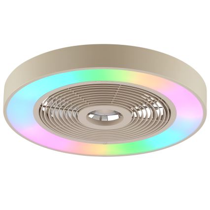Brilliant - LED RGBW Plafoniera dimmerabile con ventilatore CATANIA LED/37W/230V 2700-6500K Ø 48,6 cm beige + telecomando