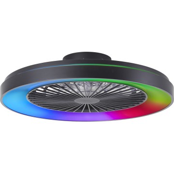 Brilliant - LED RGBW Ventilatore a soffitto dimmerabile MAZZARO LED/24W/230V 3000-6500K diametro 58 cm nero + telecomando