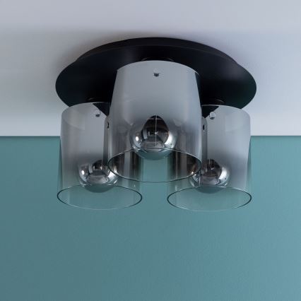 Brilliant - Plafoniera BETH 3xE27/60W/230V Ø 37 cm nero/fumé