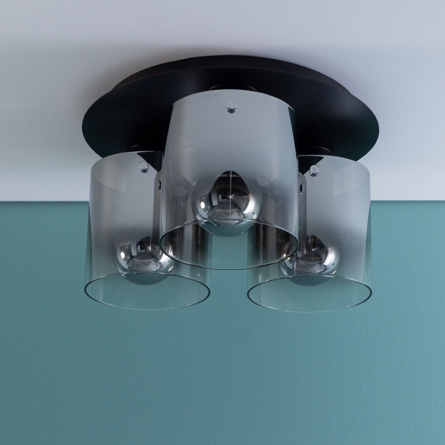 Brilliant - Plafoniera BETH 3xE27/60W/230V Ø 37 cm nero/fumé