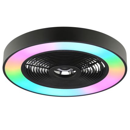 Brilliant - Plafoniera dimmerabile LED RGBW con ventilatore CATANIA LED/37W/230V 2700-6500K Ø 48,6 cm nero + telecomando