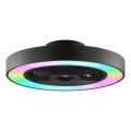 Brilliant - Plafoniera LED RGBW dimmerabile con ventilatore CATANIA LED/37W/230V 2700-6500K Ø 48,6 cm nera + telecomando