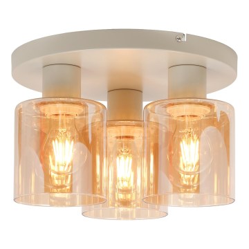 Brilliant - Plafoniera LYSKA 3xE27/20W/230V Ø 31 cm crema/beige fumé