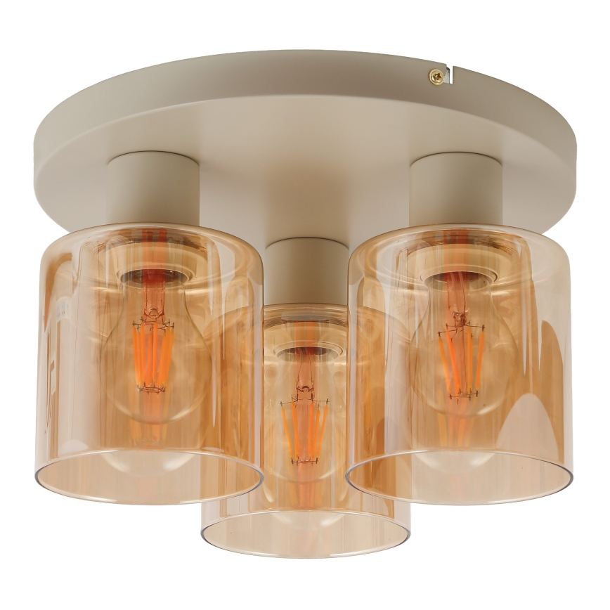 Brilliant - Plafoniera LYSKA 3xE27/20W/230V Ø 31 cm crema/beige fumé