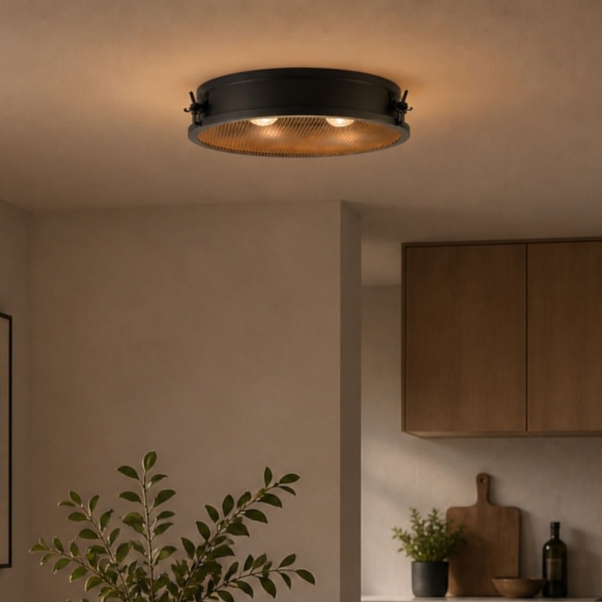 Brilliant - Plafoniera ZOIS 2xE27/28W/230V Ø 42 cm, nero
