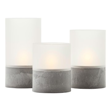 Brilliant - Set da 3 candele LED BOUGIE LED/2xAA IP44 grigie/bianche