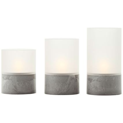 Brilliant - Set da 3 candele LED BOUGIE LED/2xAA IP44 grigie/bianche