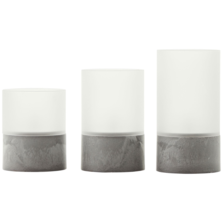 Brilliant - Set da 3 candele LED BOUGIE LED/2xAA IP44 grigie/bianche