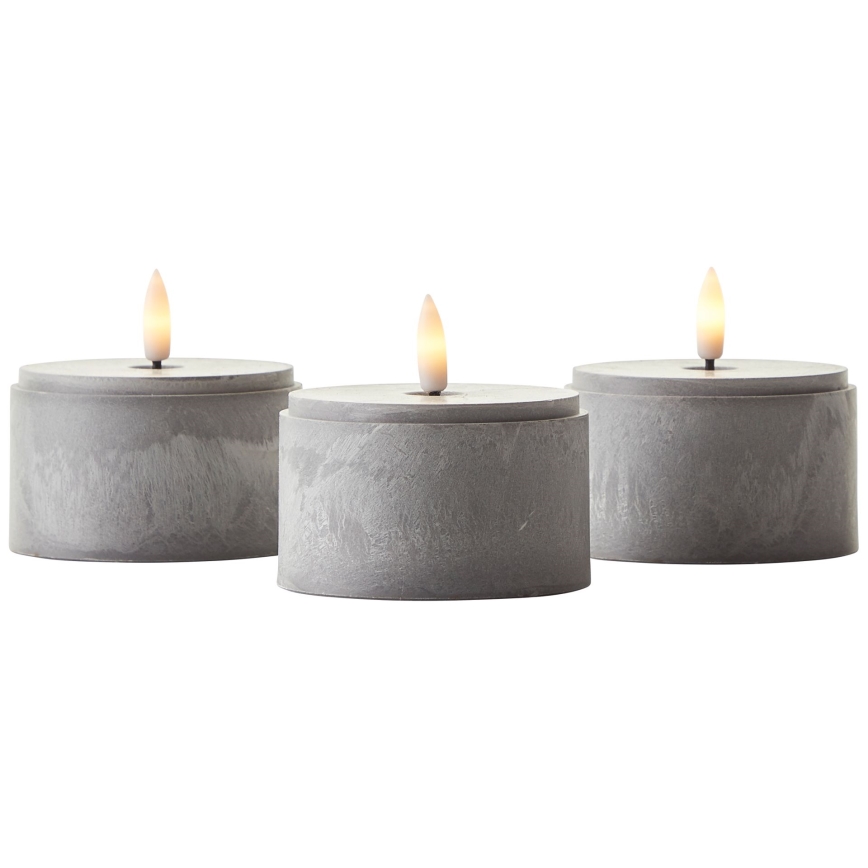 Brilliant - Set da 3 candele LED BOUGIE LED/2xAA IP44 grigie/bianche
