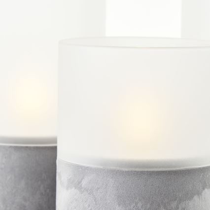 Brilliant - Set da 3 candele LED BOUGIE LED/2xAA IP44 grigie/bianche
