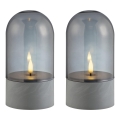 Brilliant - Set di 2 candele LED ILLUSION LED/2xAA IP44 grigio/nero fumé