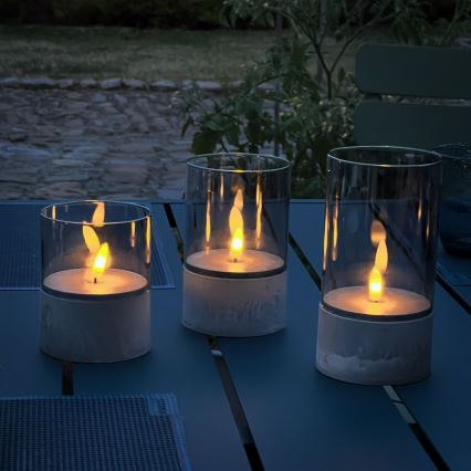 Brilliant - SET di 3 candele LED BOUGIE LED/2xAA IP44 grigio/fumo