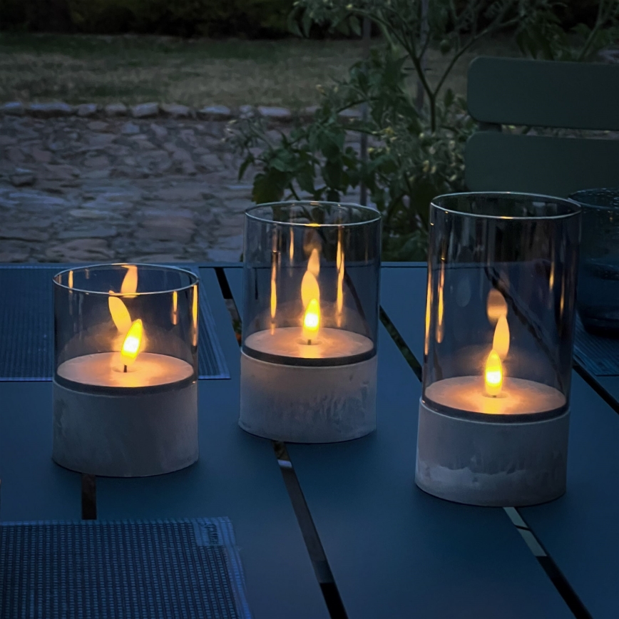 Brilliant - SET di 3 candele LED BOUGIE LED/2xAA IP44 grigio/fumo