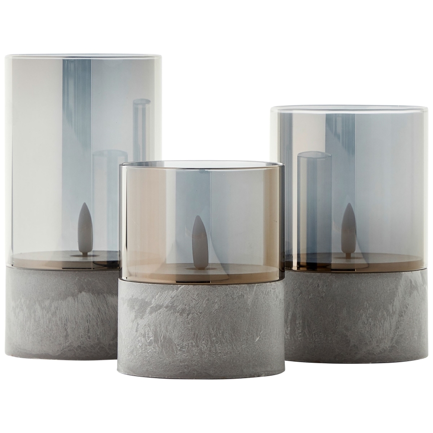 Brilliant - SET di 3 candele LED BOUGIE LED/2xAA IP44 grigio/fumo