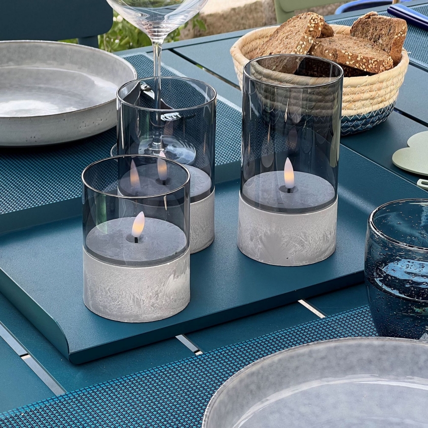 Brilliant - SET di 3 candele LED BOUGIE LED/2xAA IP44 grigio/fumo