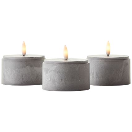 Brilliant - SET di 3 candele LED BOUGIE LED/2xAA IP44 grigio/fumo