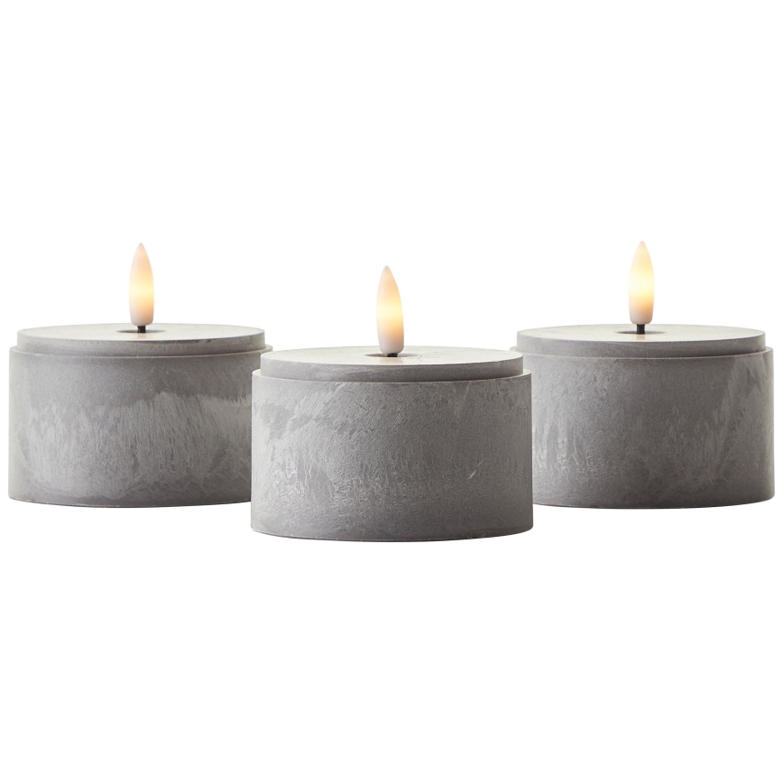 Brilliant - SET di 3 candele LED BOUGIE LED/2xAA IP44 grigio/fumo