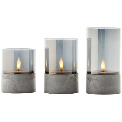 Brilliant - SET di 3 candele LED BOUGIE LED/2xAA IP44 grigio/fumo
