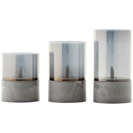 Brilliant - SET di 3 candele LED BOUGIE LED/2xAA IP44 grigio/fumo