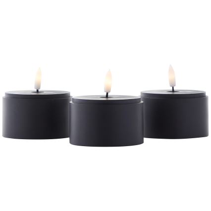 Brilliant - Set di 3 candele LED BOUGIE LED/2xAA IP44 nero/fumé