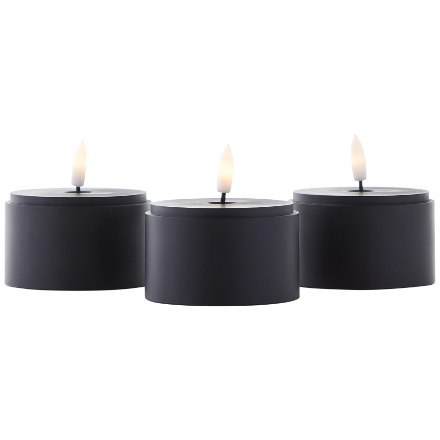 Brilliant - Set di 3 candele LED BOUGIE LED/2xAA IP44 nero/fumé